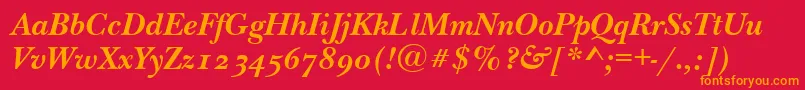 NewbaskervilleodttBolditalic Font – Orange Fonts on Red Background