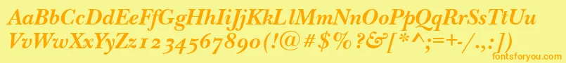 NewbaskervilleodttBolditalic Font – Orange Fonts on Yellow Background
