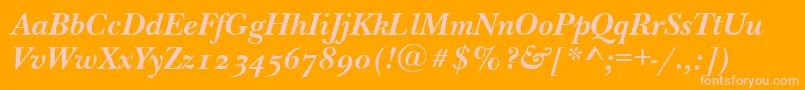 NewbaskervilleodttBolditalic-Schriftart – Rosa Schriften auf orangefarbenem Hintergrund