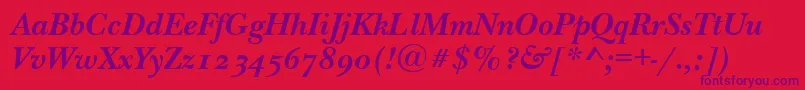 NewbaskervilleodttBolditalic-Schriftart – Violette Schriften auf rotem Hintergrund
