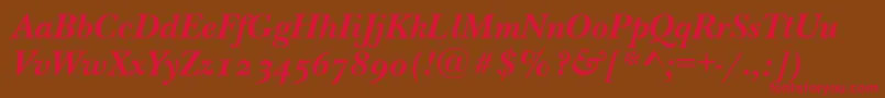NewbaskervilleodttBolditalic Font – Red Fonts on Brown Background