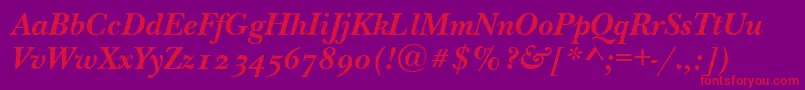 Шрифт NewbaskervilleodttBolditalic – красные шрифты на фиолетовом фоне