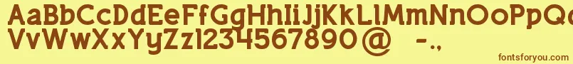 フォントLifestyleRoundedM54 – 茶色の文字が黄色の背景にあります。