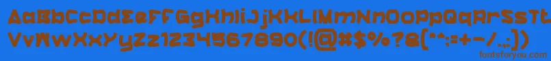 フォントCatalyst – 茶色の文字が青い背景にあります。