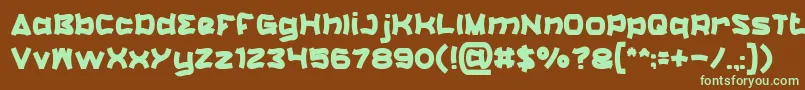 フォントCatalyst – 緑色の文字が茶色の背景にあります。