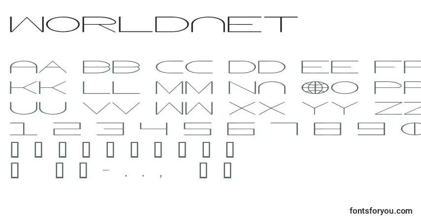 Schriftart Worldnet – Alphabet, Zahlen, spezielle Symbole