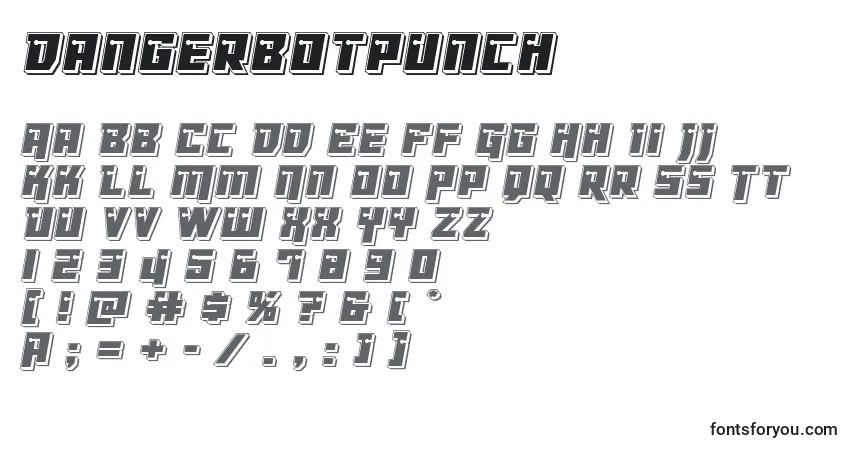 Шрифт Dangerbotpunch – алфавит, цифры, специальные символы