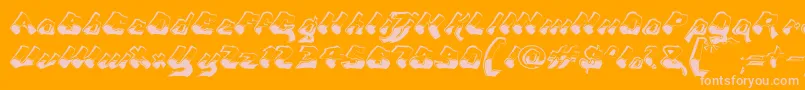 ChromaGhost-Schriftart – Rosa Schriften auf orangefarbenem Hintergrund