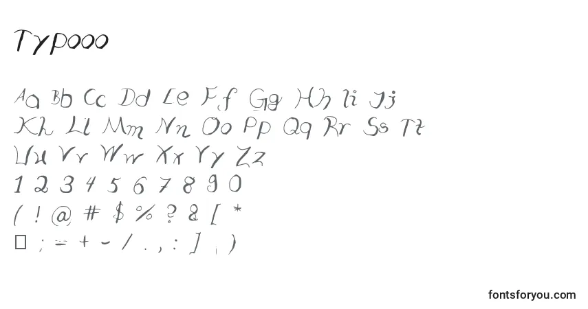 Czcionka Typooo – alfabet, cyfry, specjalne znaki