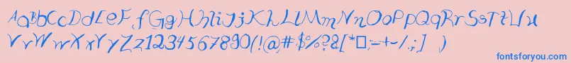 Typooo-Schriftart – Blaue Schriften auf rosa Hintergrund