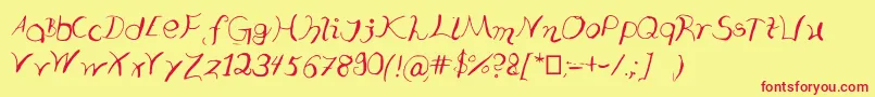 Typooo-Schriftart – Rote Schriften auf gelbem Hintergrund