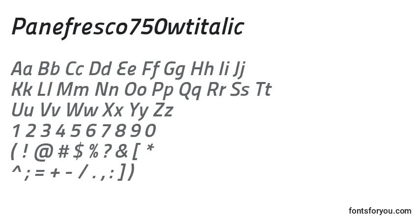 Schriftart Panefresco750wtitalic – Alphabet, Zahlen, spezielle Symbole