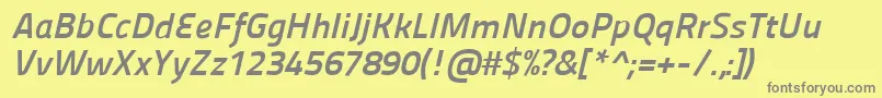 Panefresco750wtitalic Font – Gray Fonts on Yellow Background