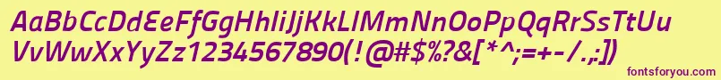 Panefresco750wtitalic Font – Purple Fonts on Yellow Background