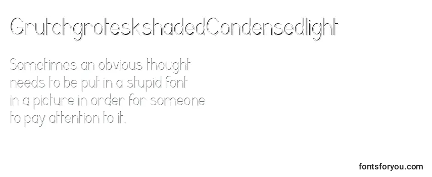 Review of the GrutchgroteskshadedCondensedlight Font