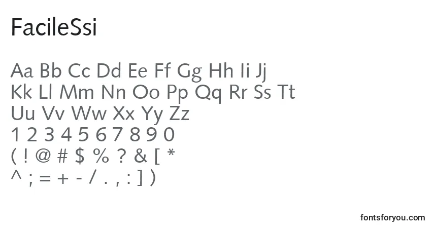 Schriftart FacileSsi – Alphabet, Zahlen, spezielle Symbole