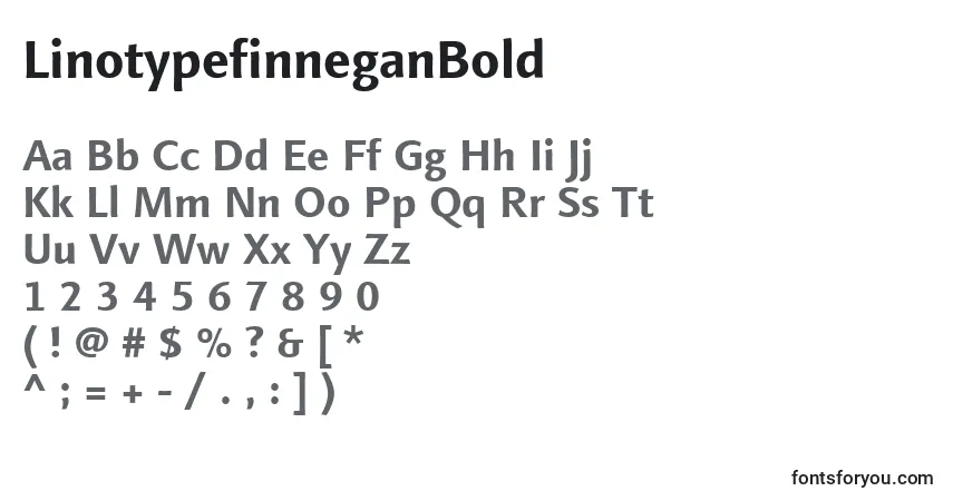 Шрифт LinotypefinneganBold – алфавит, цифры, специальные символы