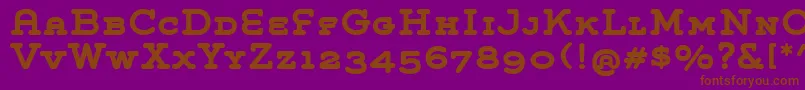 Fonte GroverSlabCapsBold – fontes marrons em um fundo roxo