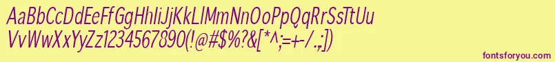 SansibarcxCondensedoblique Font – Purple Fonts on Yellow Background