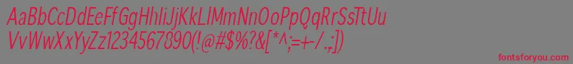 フォントSansibarcxCondensedoblique – 赤い文字の灰色の背景