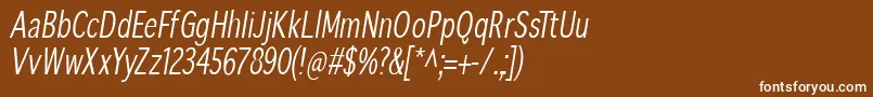 Шрифт SansibarcxCondensedoblique – белые шрифты на коричневом фоне