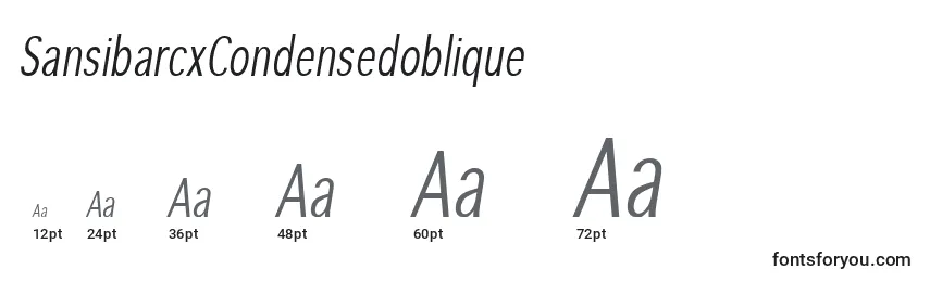 Размеры шрифта SansibarcxCondensedoblique