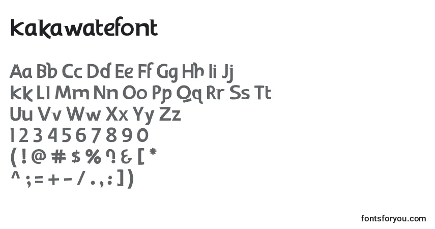 Schriftart Kakawatefont – Alphabet, Zahlen, spezielle Symbole