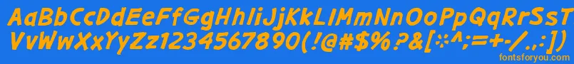 フォントGargleExBdIt – オレンジ色の文字が青い背景にあります。