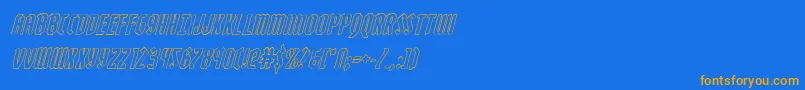 Zollernoutital-Schriftart – Orangefarbene Schriften auf blauem Hintergrund