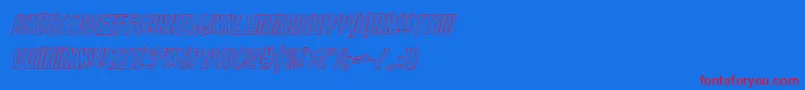 Zollernoutital-Schriftart – Rote Schriften auf blauem Hintergrund