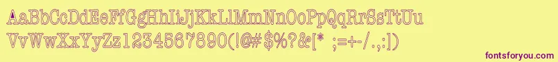 Czcionka Ashtontellermatic – fioletowe czcionki na żółtym tle