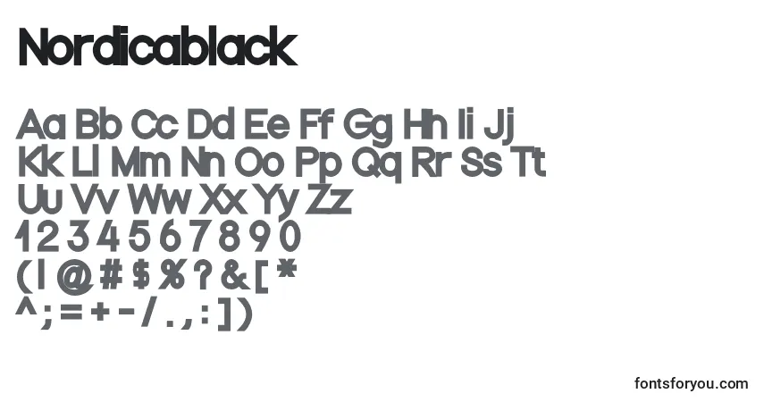 A fonte Nordicablack – alfabeto, números, caracteres especiais