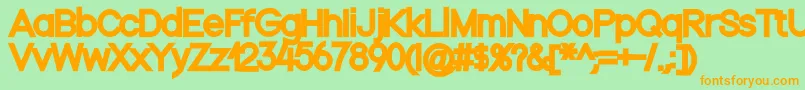 フォントNordicablack – オレンジの文字が緑の背景にあります。