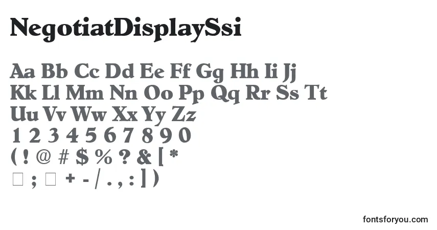 Fuente NegotiatDisplaySsi - alfabeto, números, caracteres especiales