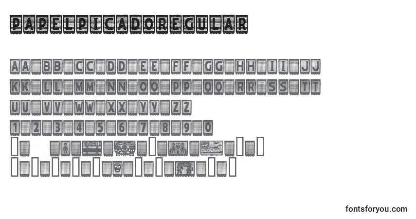 A fonte PapelpicadoRegular – alfabeto, números, caracteres especiais