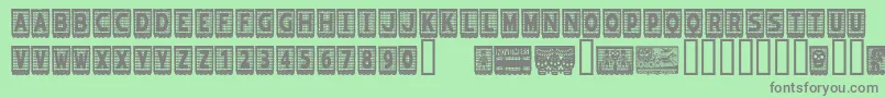 Weitere Informationen zur PapelpicadoRegular-Schriftart PapelpicadoRegular-Schriftart – Graue Schriften auf grünem Hintergrund