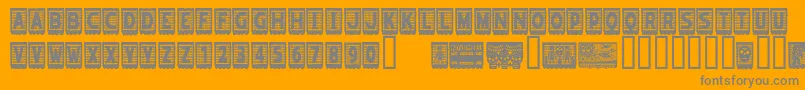 Weitere Informationen zur PapelpicadoRegular-Schriftart PapelpicadoRegular-Schriftart – Graue Schriften auf orangefarbenem Hintergrund