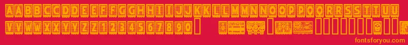 フォントPapelpicadoRegular – 赤い背景にオレンジの文字