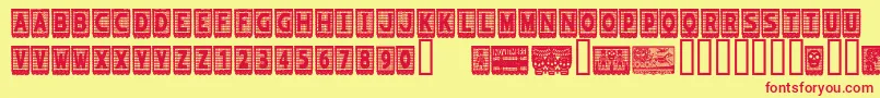 PapelpicadoRegular-fontti – punaiset fontit keltaisella taustalla