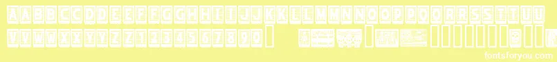 PapelpicadoRegular-fontti – valkoiset fontit keltaisella taustalla