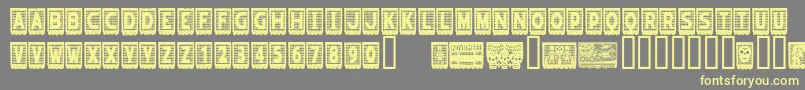 PapelpicadoRegular-Schriftart – Gelbe Schriften auf grauem Hintergrund