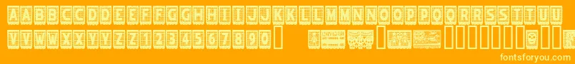 Шрифт PapelpicadoRegular – жёлтые шрифты на оранжевом фоне