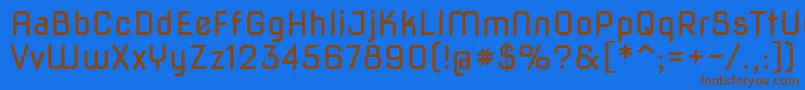 フォントNovasquare – 茶色の文字が青い背景にあります。
