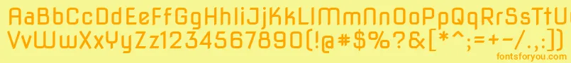 Novasquare-Schriftart – Orangefarbene Schriften auf gelbem Hintergrund