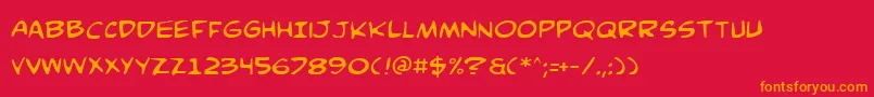 Comicv3-Schriftart – Orangefarbene Schriften auf rotem Hintergrund