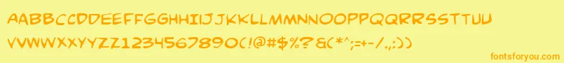 Comicv3-Schriftart – Orangefarbene Schriften auf gelbem Hintergrund
