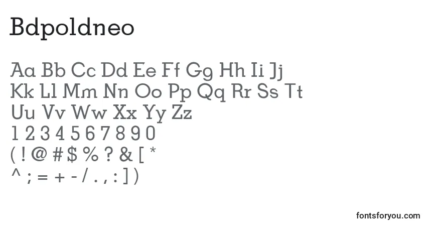 A fonte Bdpoldneo – alfabeto, números, caracteres especiais
