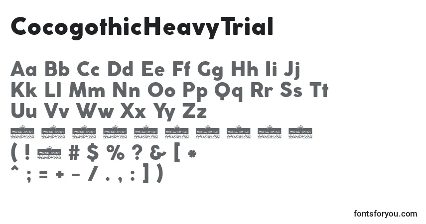 A fonte CocogothicHeavyTrial – alfabeto, números, caracteres especiais