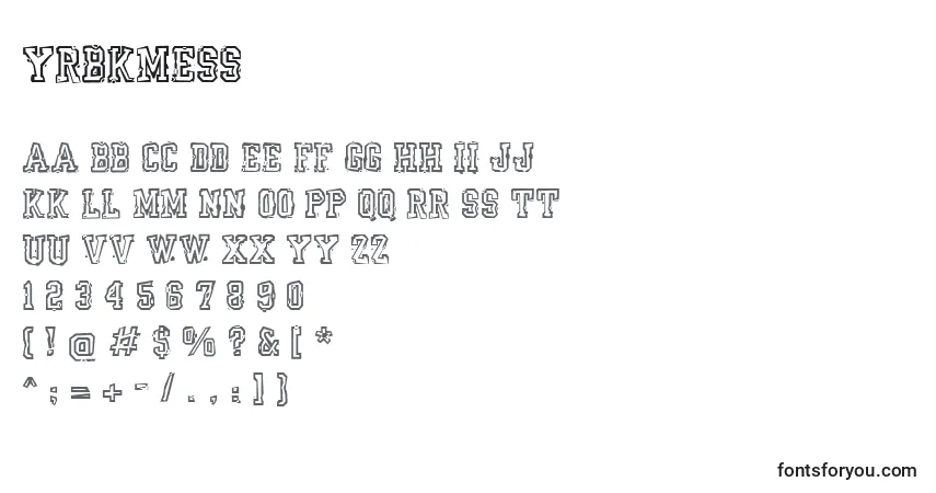 Шрифт Yrbkmess – алфавит, цифры, специальные символы