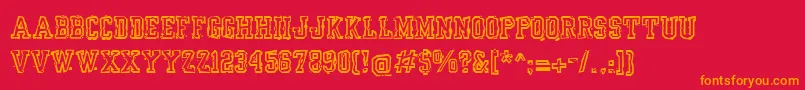 Yrbkmess Font – Orange Fonts on Red Background